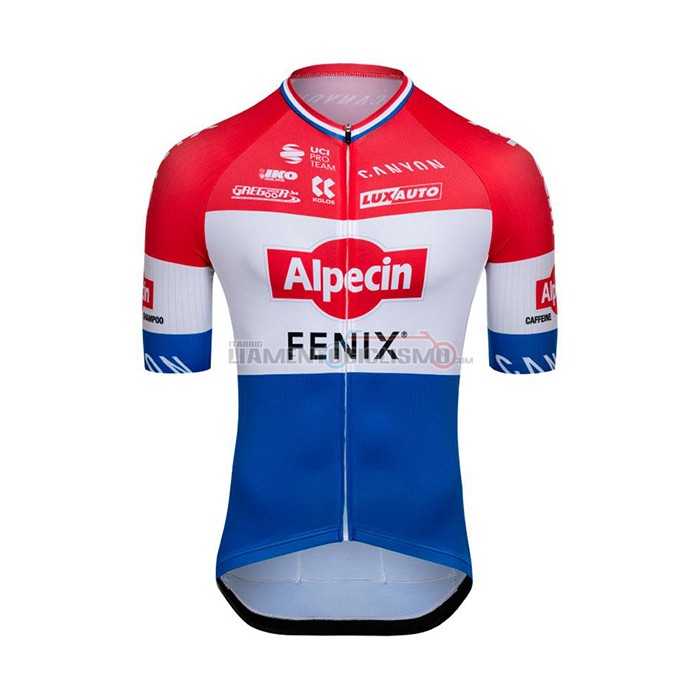 Abbigliamento Ciclismo Alpecin Fenix Manica Corta 2022 Rosso Bianco Blu